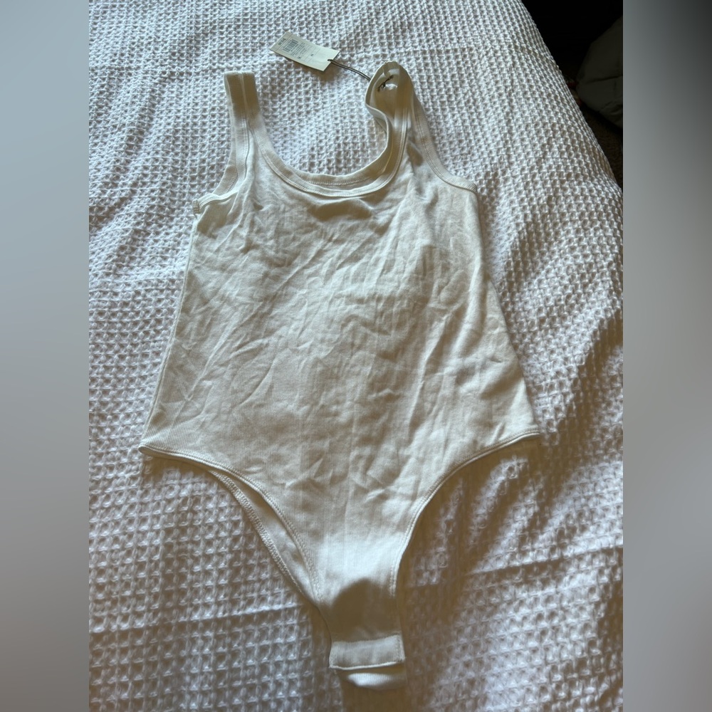 Medium a new day ribbed white bodysuit